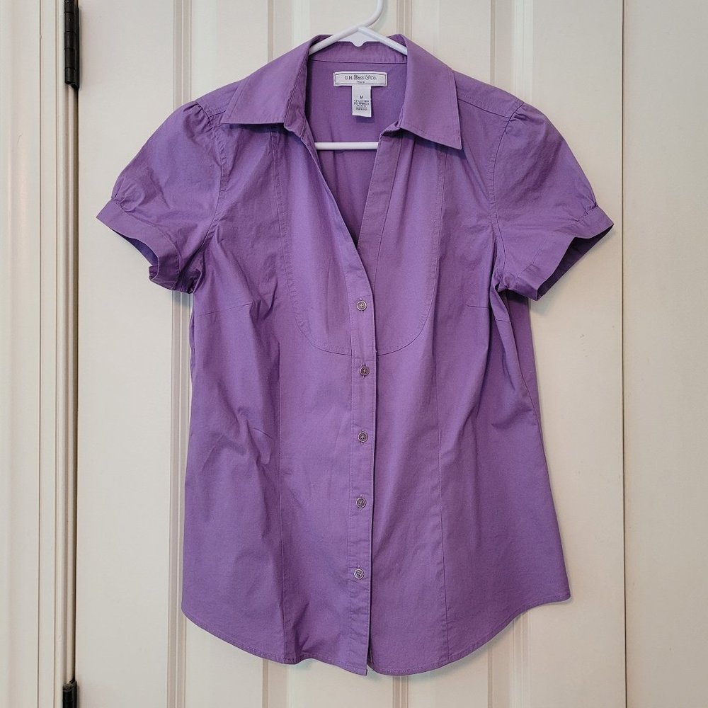 G.H. Bass & Co. Purple Short Sleeve Button Down Shirt